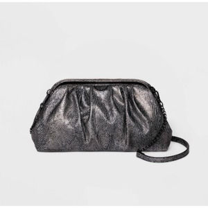 Snake Print Metal Clasp Closure Soft Clutch - A New Day - Removable Strap - NWT